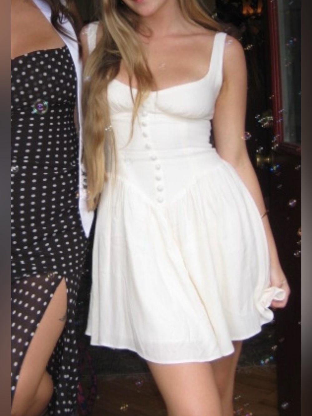 Reformation White Button-Front Mini Dress